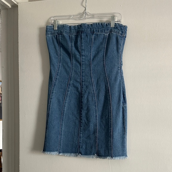 Denim Strapless Dress - Picture 1 of 5